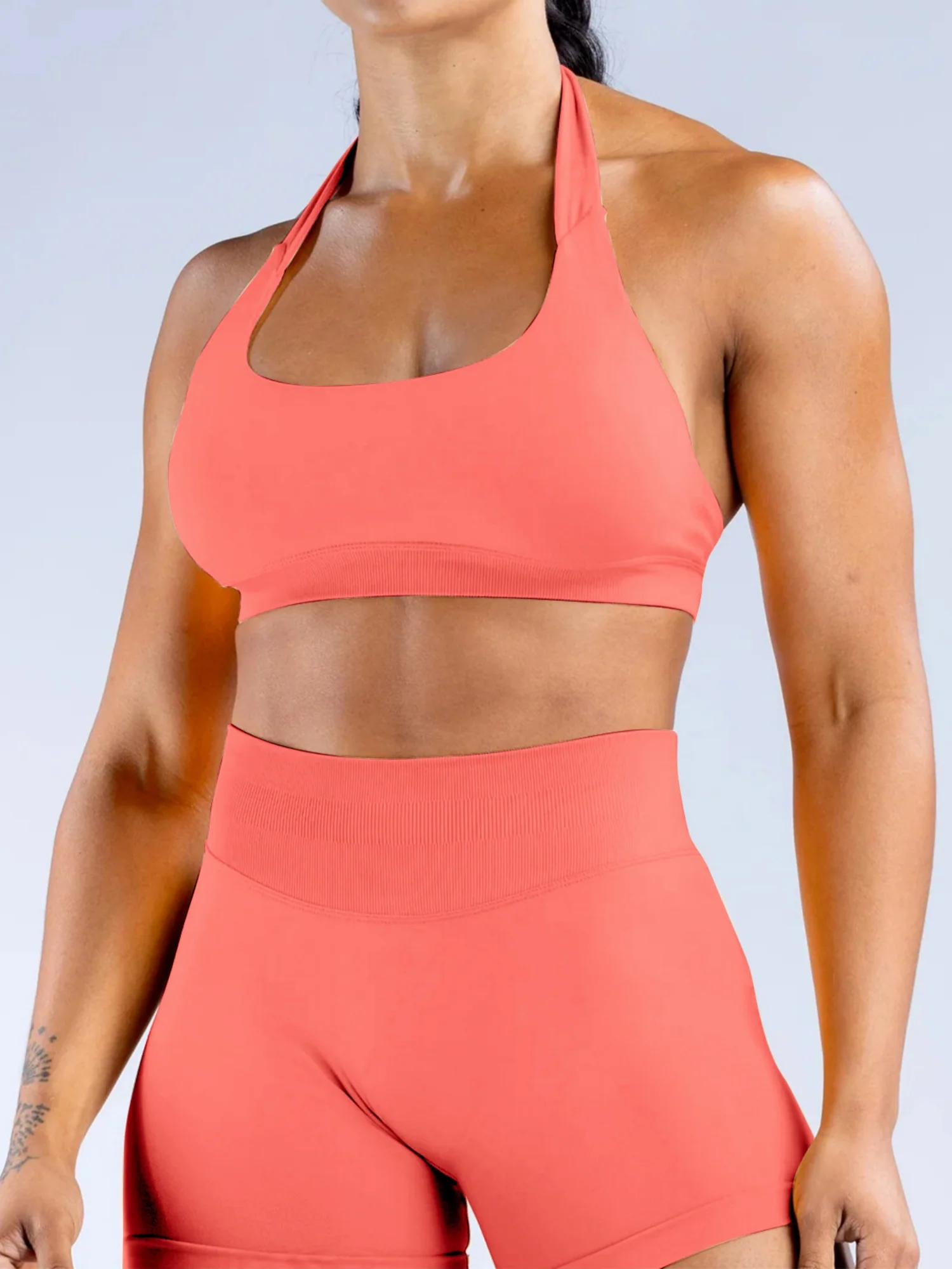 Seamless With Breast Pads Pleated Exercise Yoga Halter Bra Vest - Image 25