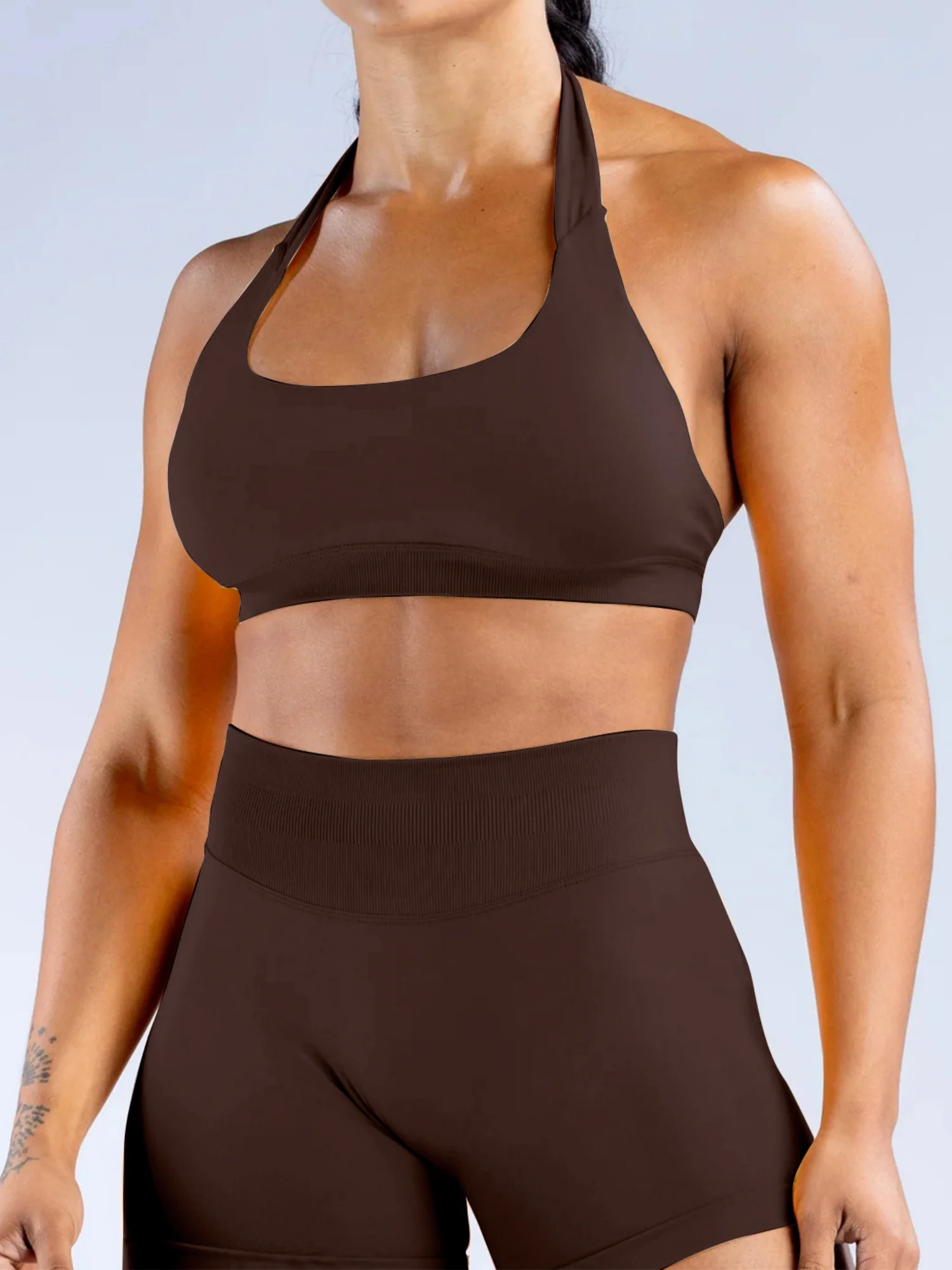 Seamless With Breast Pads Pleated Exercise Yoga Halter Bra Vest - Image 27