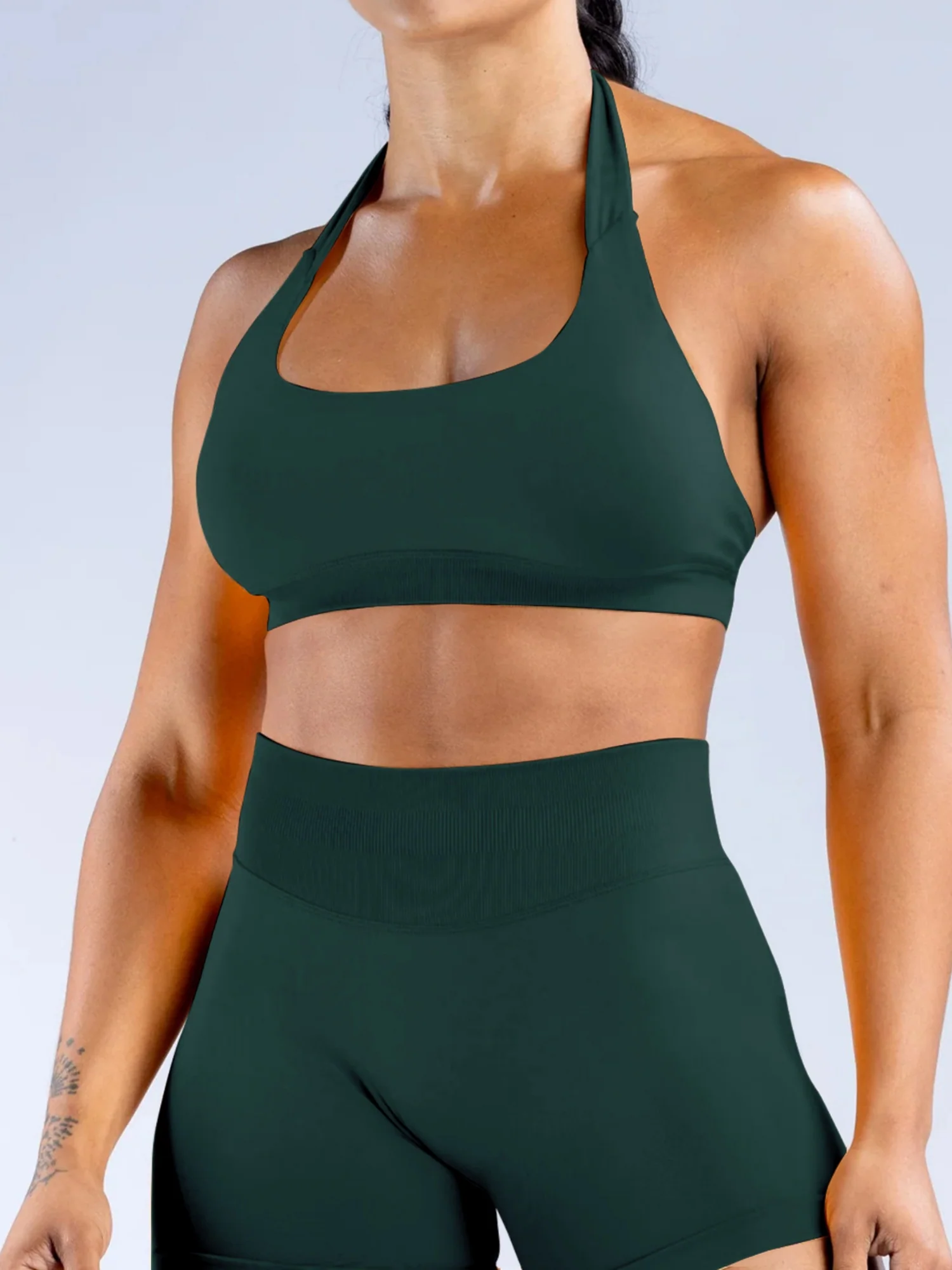 Seamless With Breast Pads Pleated Exercise Yoga Halter Bra Vest - Image 28