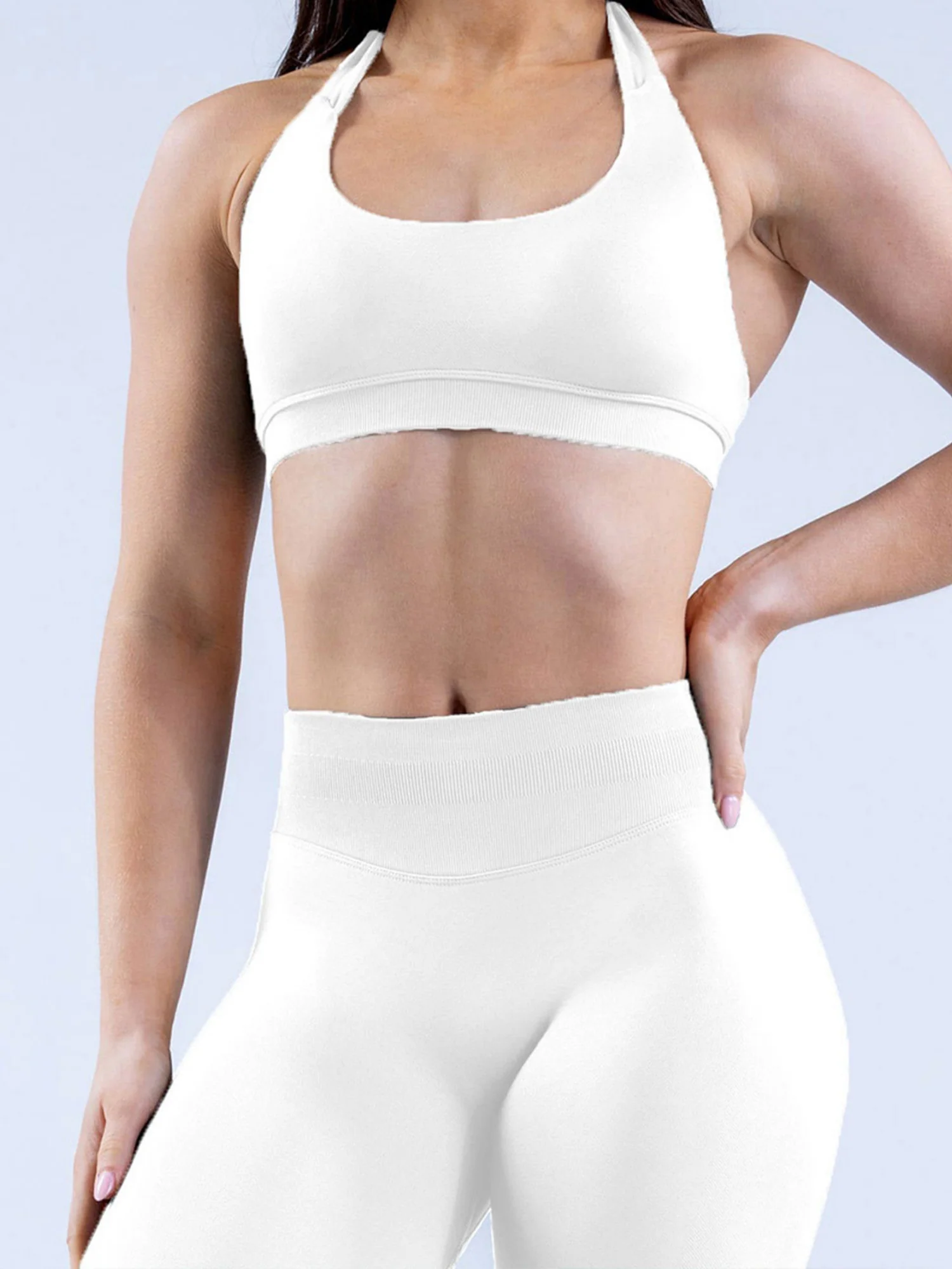 Seamless With Breast Pads Pleated Exercise Yoga Halter Bra Vest - Image 5