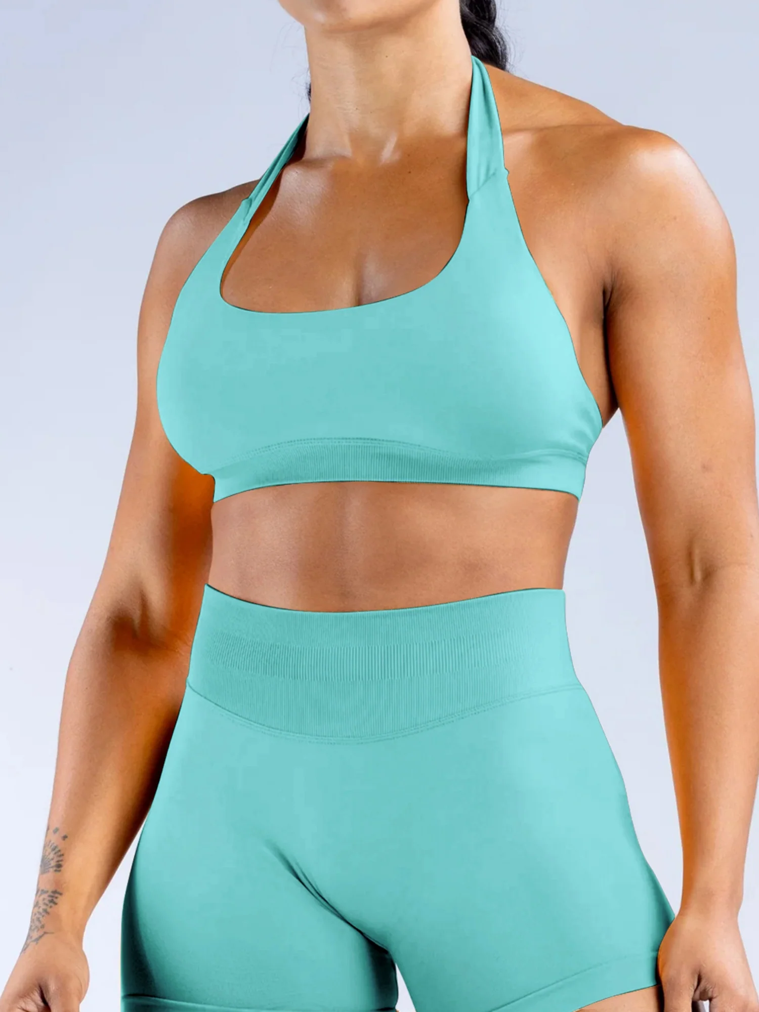 Seamless With Breast Pads Pleated Exercise Yoga Halter Bra Vest - Image 6