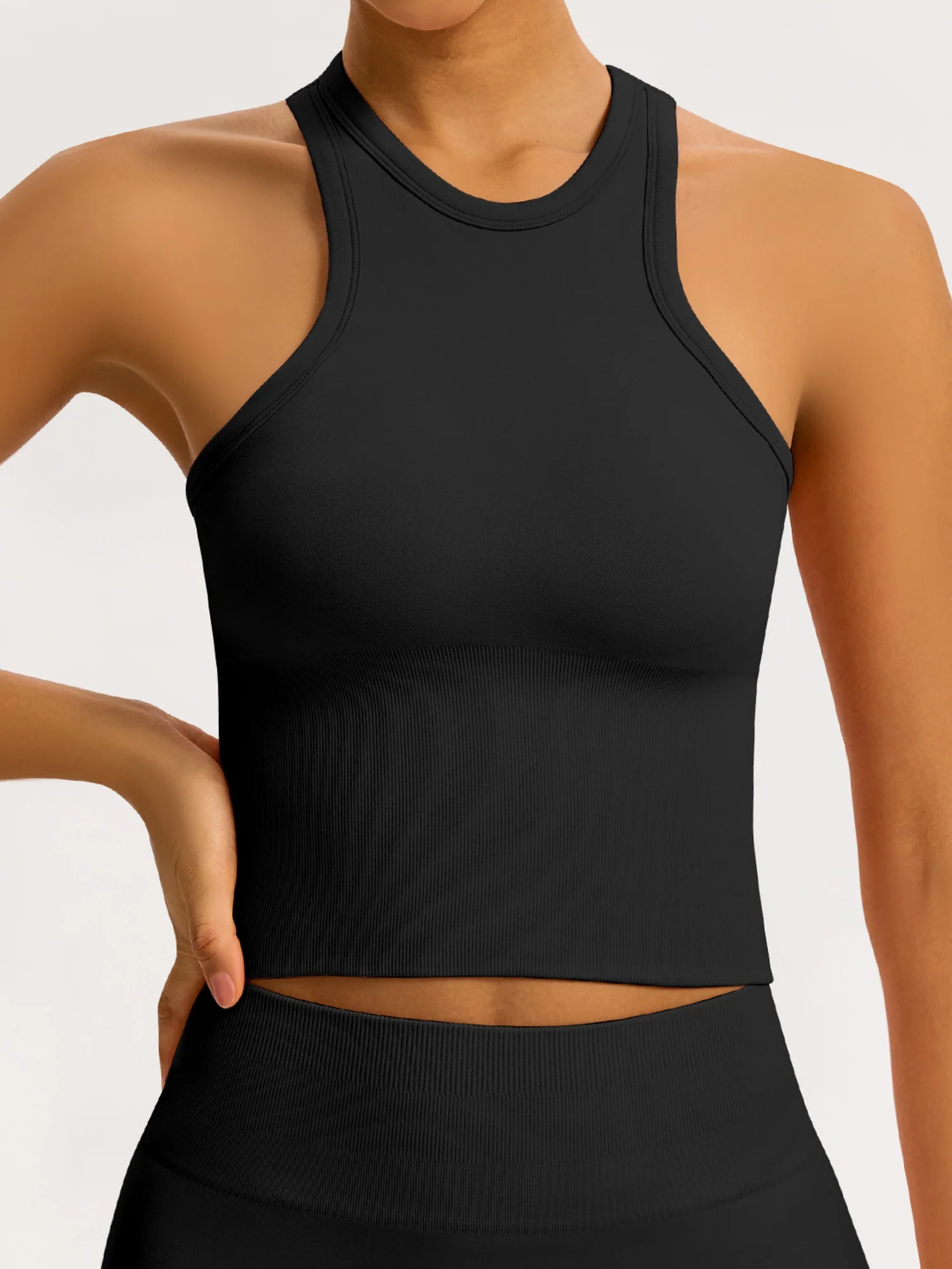 Seamless Tights T-back Fitness Exercise Yoga Tank Tops - Image 4