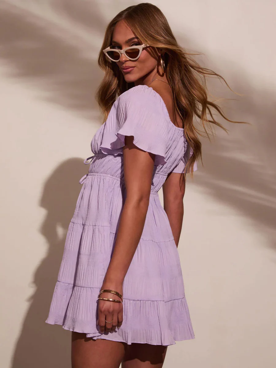 Backless Strapless Tie-up Plaid Mini Dress - Image 8