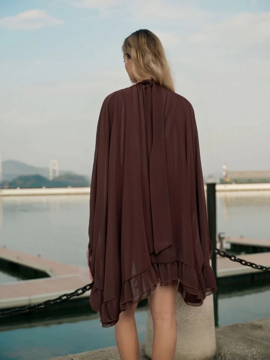 Camisoles Shawl Ruffle Chiffon 2-piece Sets - Image 2
