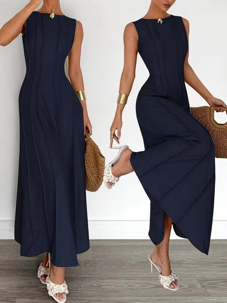 Sleeveless Temperament Gathering Grace Maxi Dresses - Image 6