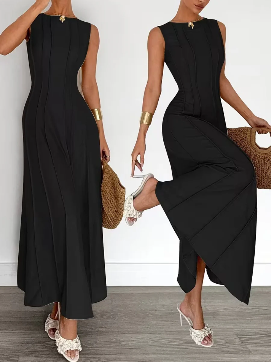 Sleeveless Temperament Gathering Grace Maxi Dresses - Image 9