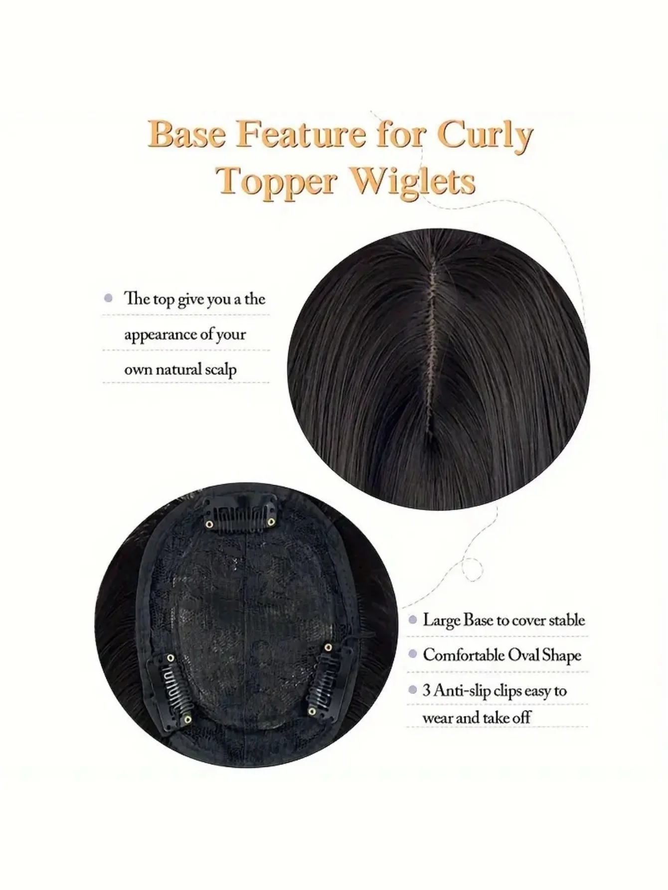 Invisible, Seamless, Long, Curly Wig With White Hair Covering - Image 11