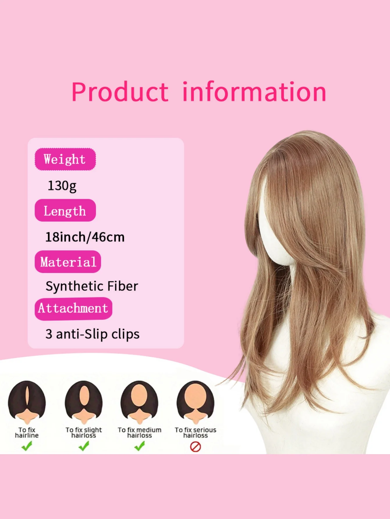 Invisible, Seamless Synthetic Long Wig That Covers Gray Hair - Image 12