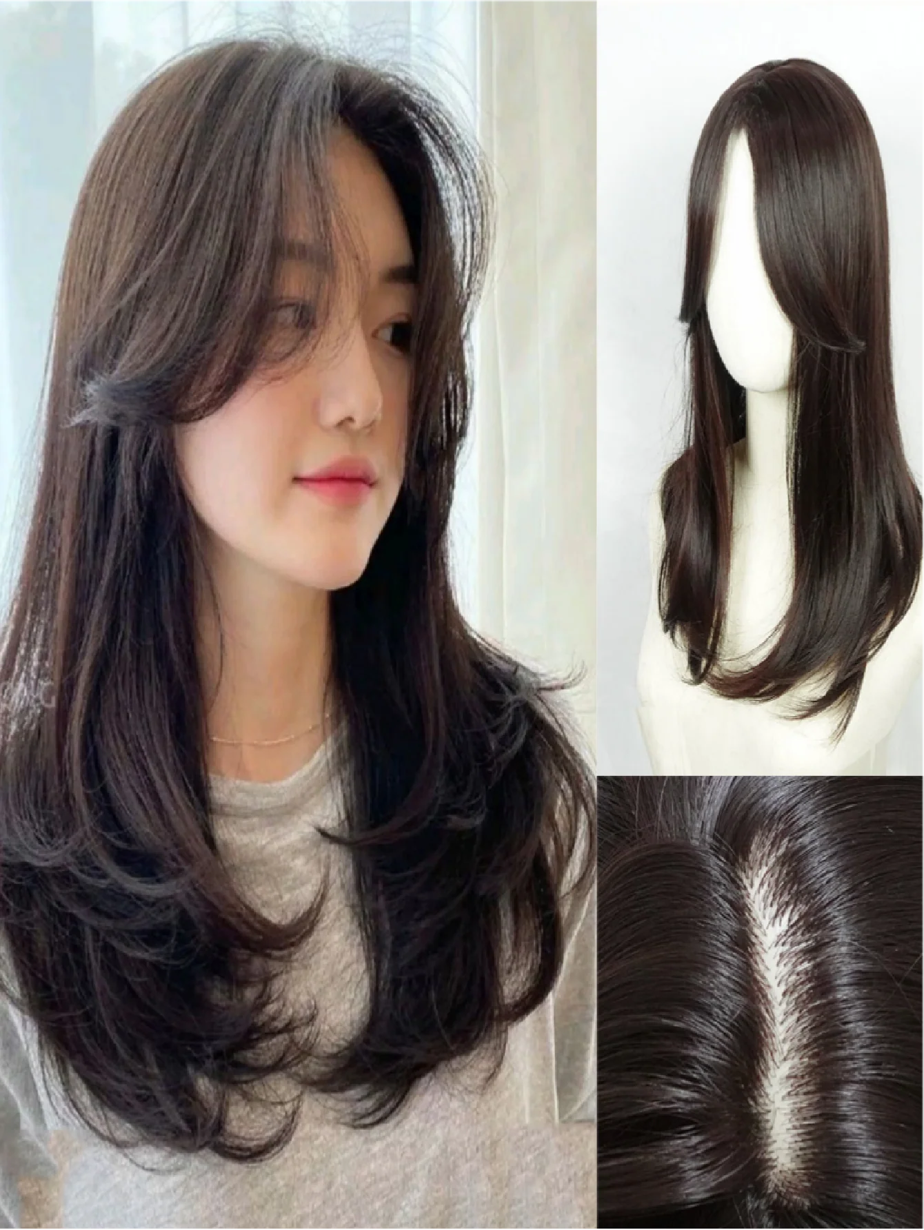 Invisible, Seamless Synthetic Long Wig That Covers Gray Hair - Image 6