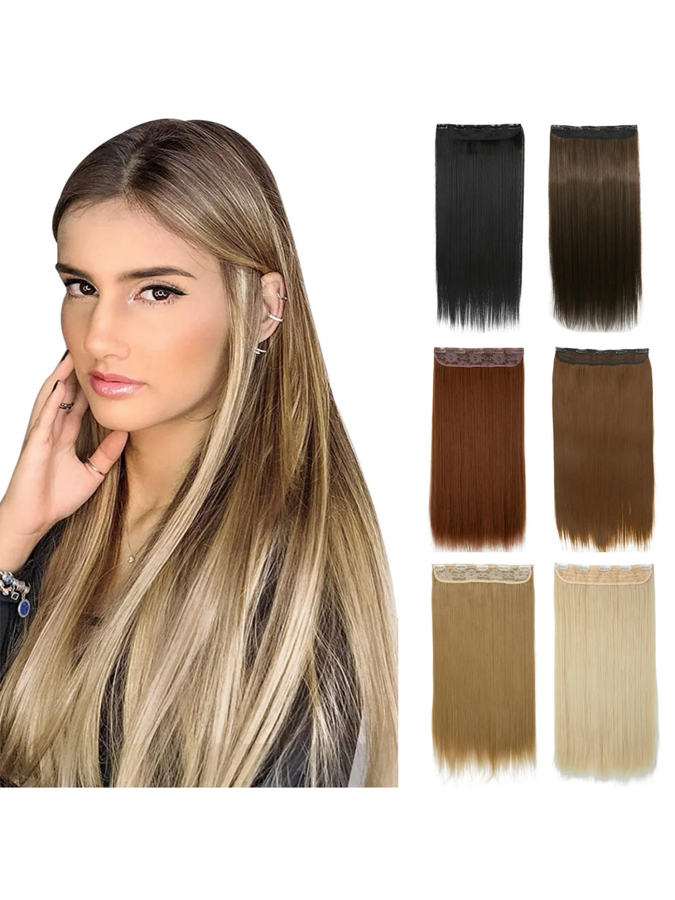 Seamless, Invisible, One-piece Long Straight Wig With Fluffy Hair - Image 2
