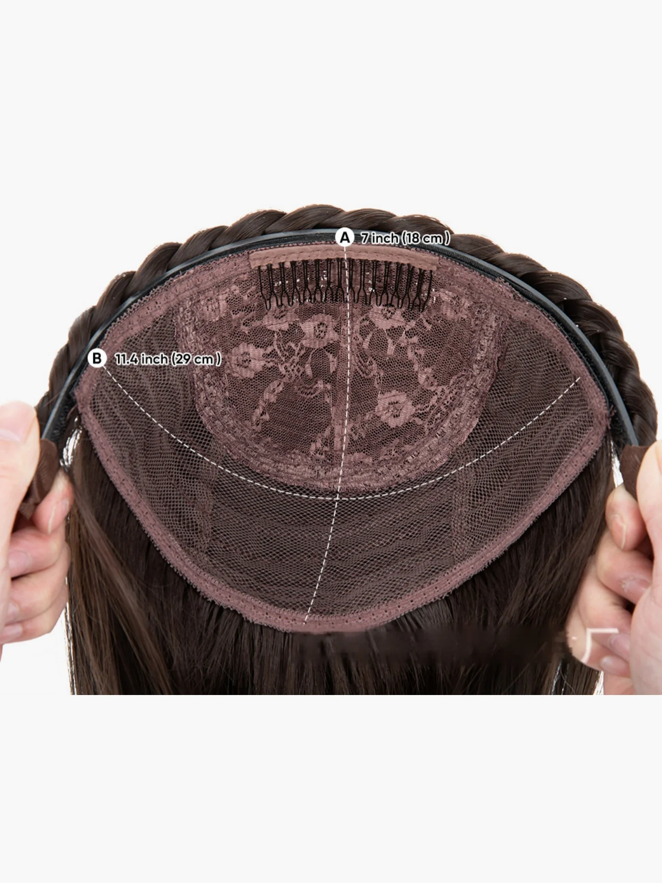 Fishbone Braid Headband Integrated Hair Replacement Long Curly Half-head Wig - Image 3