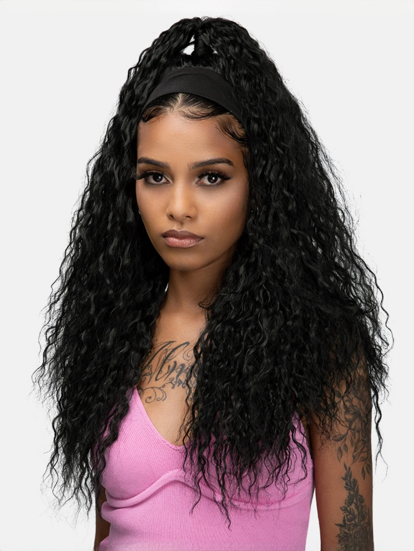 Long Curly Wool Hair With Half-head Wig Made Of Synthetic Fibers - Image 8