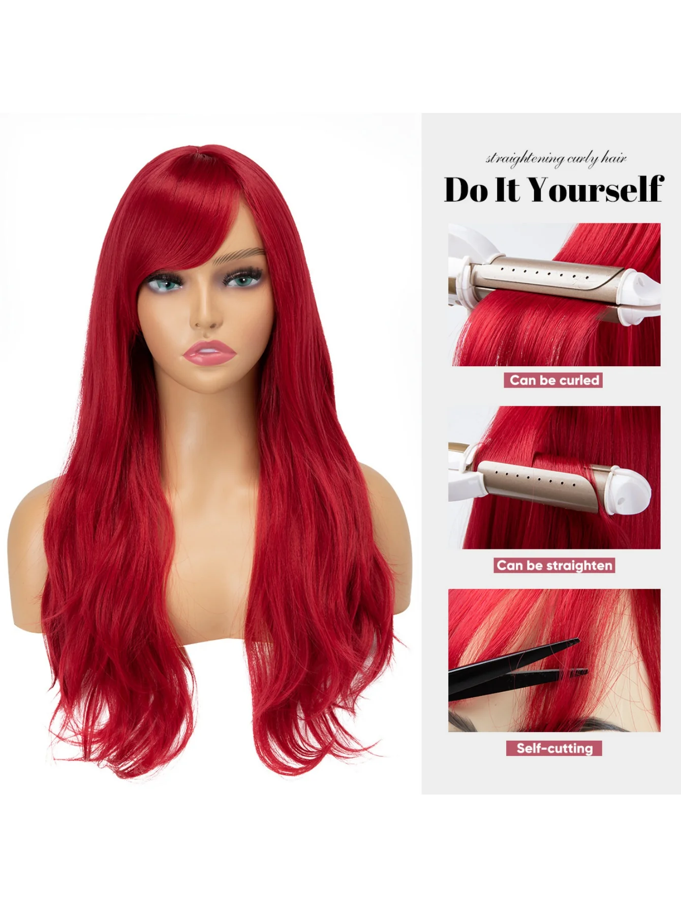 Long, Curly Hair With Side-swept Bangs, Full Head Of Synthetic High-temperature Silk Wig - Image 11