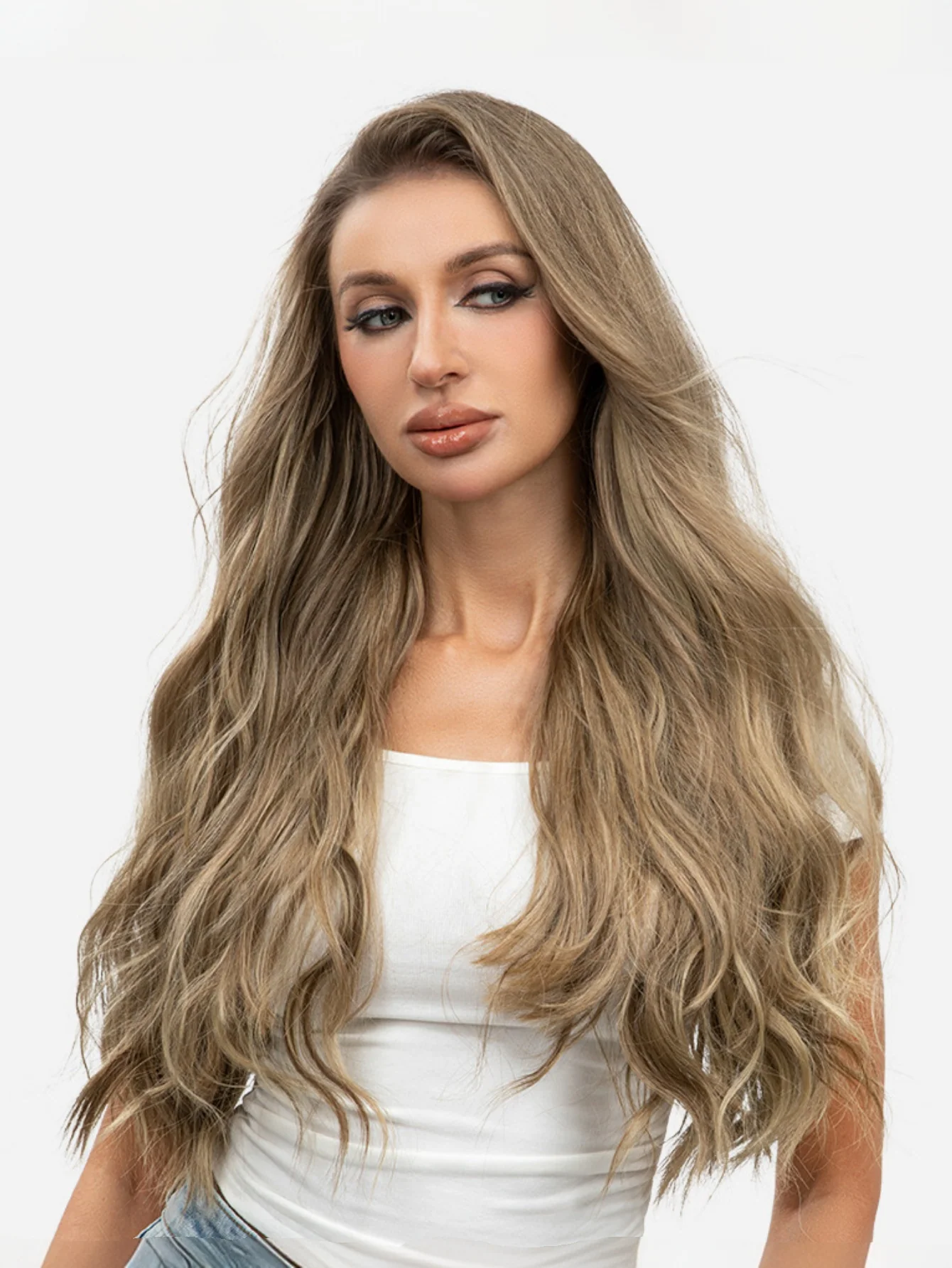 One-piece Hairpiece, Long Wavy Curls, Seamless Synthetic Fiber Wig - Image 3