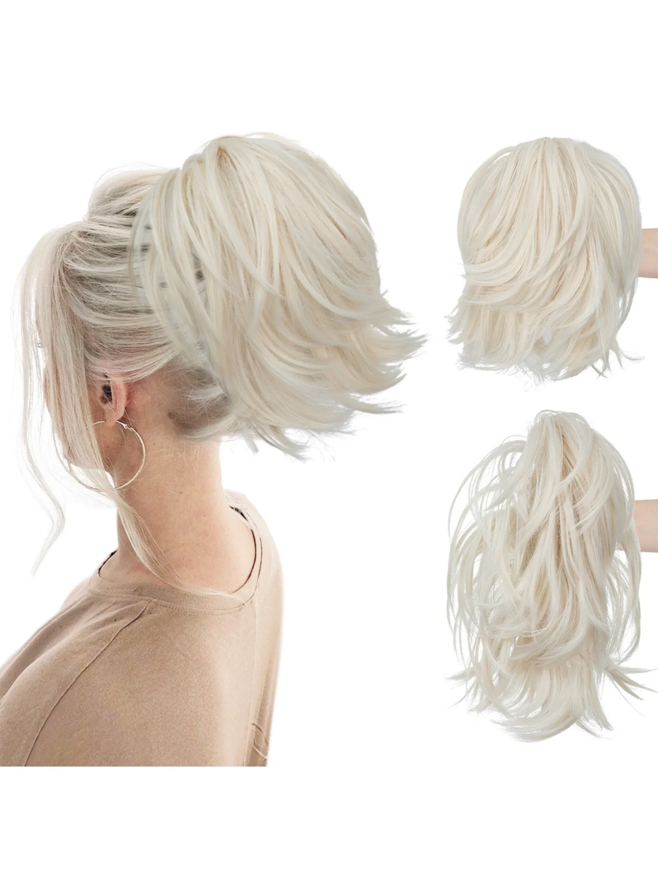 Short, Curled Ponytail Wig With Clip - Image 24