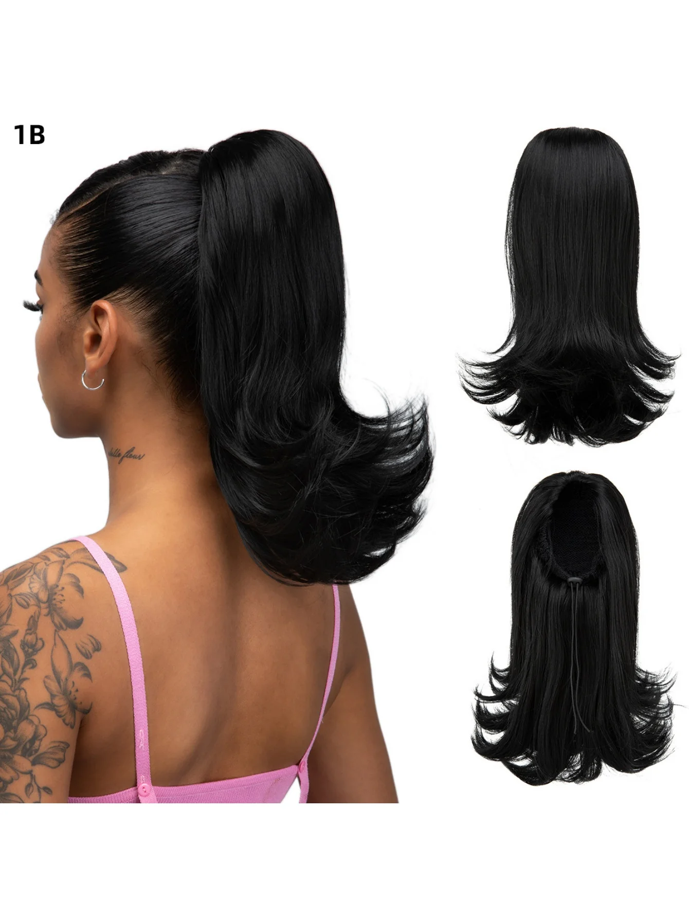 Slightly Curled Short Hair With Drawstring Ponytail, Made Of Synthetic High-temperature Silk Wig - Image 10