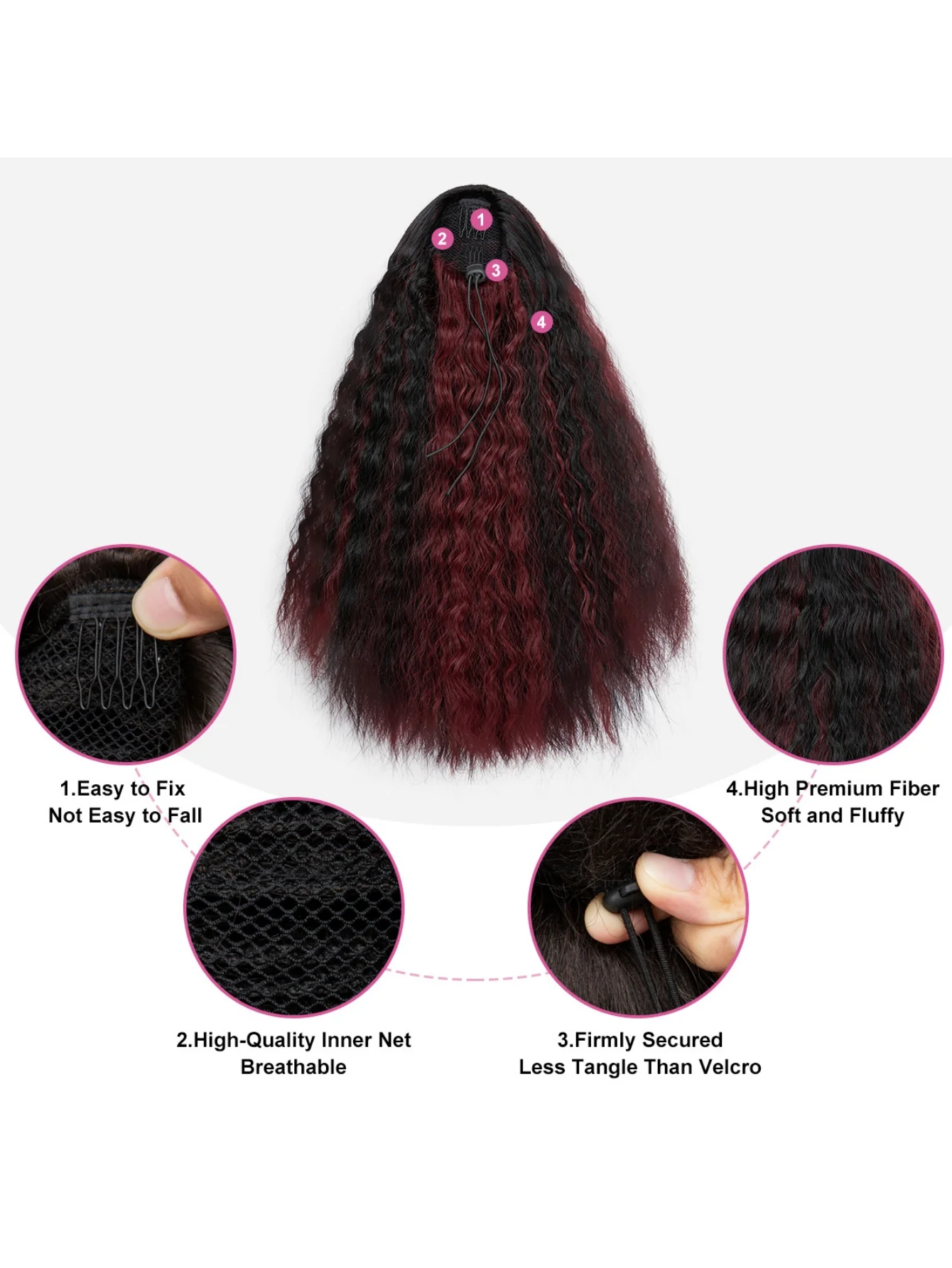 Small Curly Ponytail Synthetic Fiber Drawstring Braid High-temperature Silk Wig - Image 12