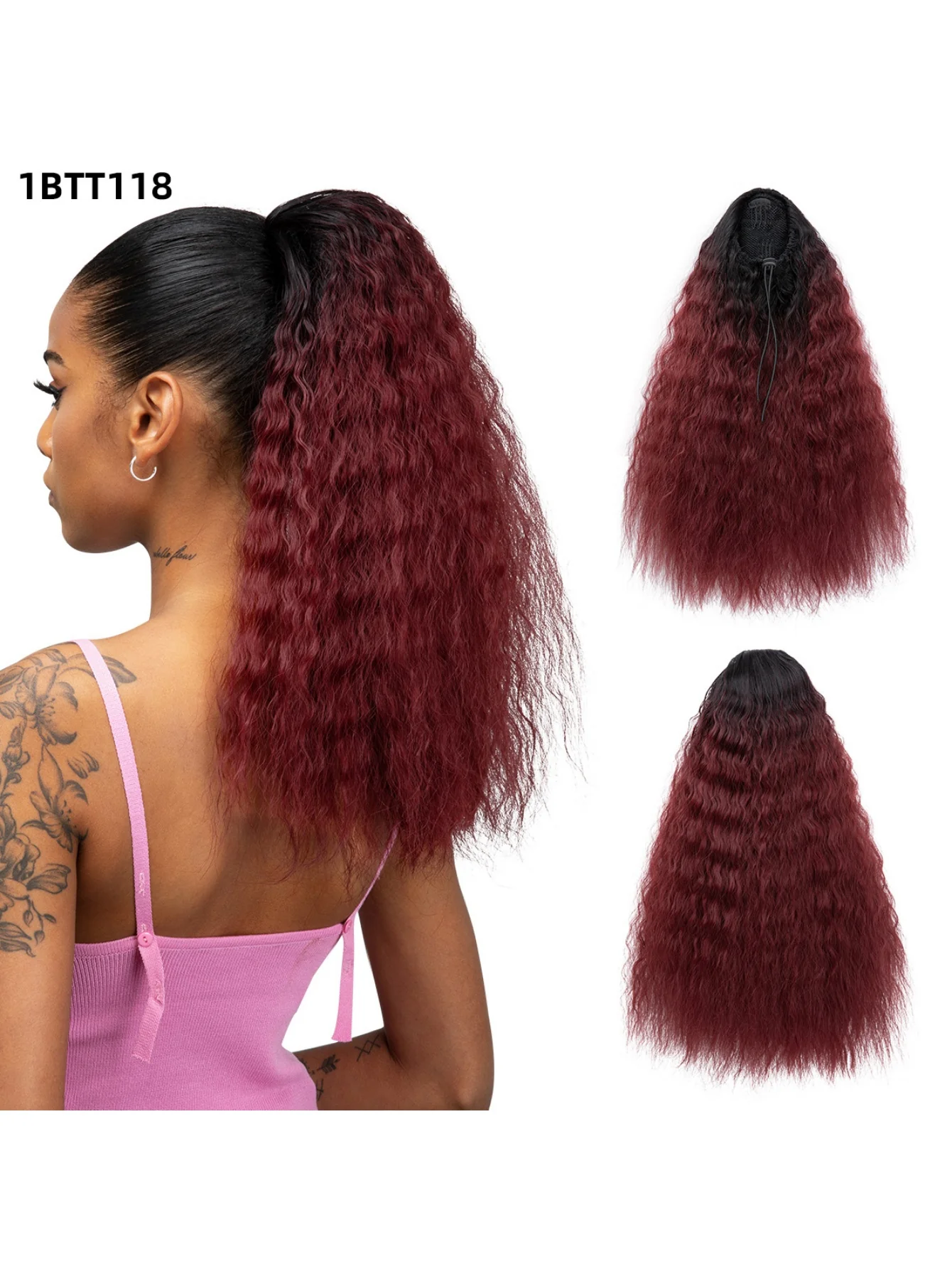 Small Curly Ponytail Synthetic Fiber Drawstring Braid High-temperature Silk Wig - Image 2