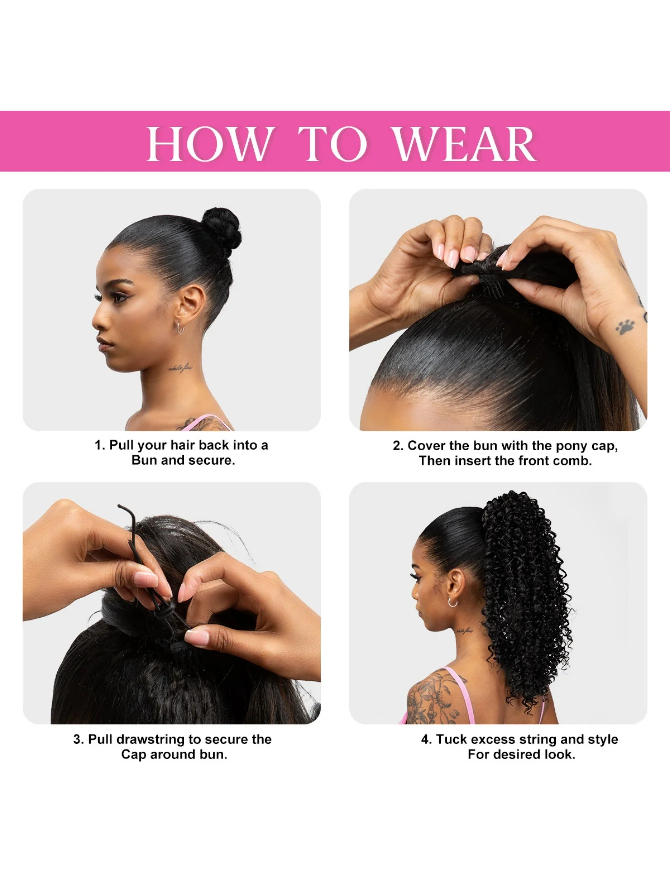Small Curly Ponytail Synthetic Fiber Drawstring Braid High-temperature Silk Wig - Image 10