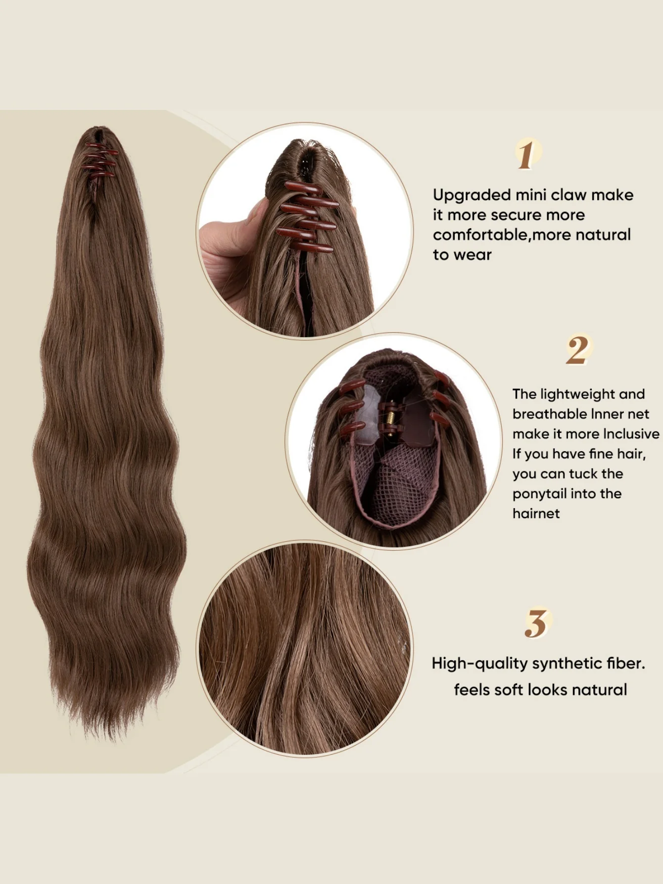 Big Wavy Ponytail Hair Extension Wig - Image 7