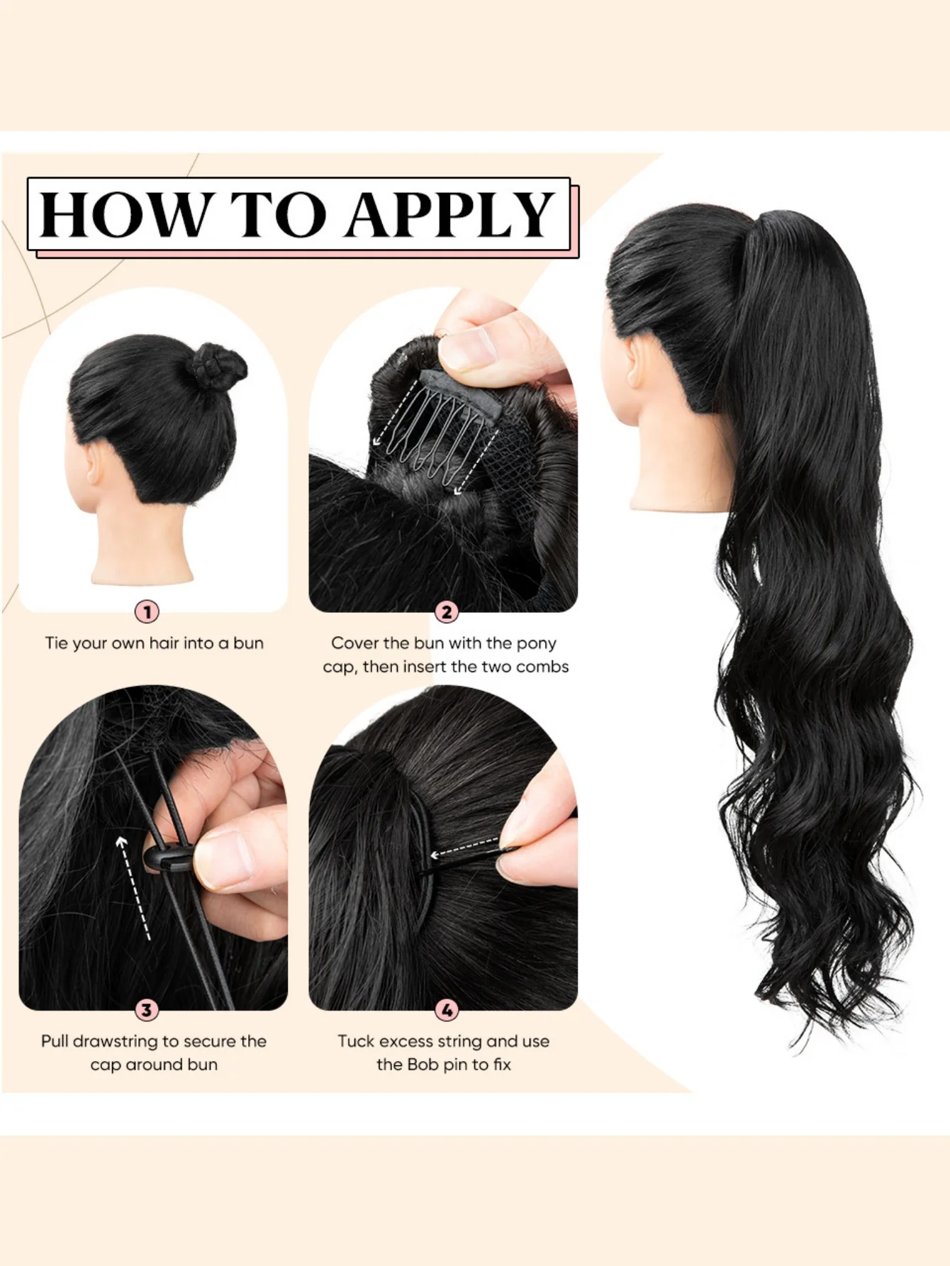 Water Ripple Drawstring Style High-temperature Synthetic Fiber Long Curly Hair - Image 5