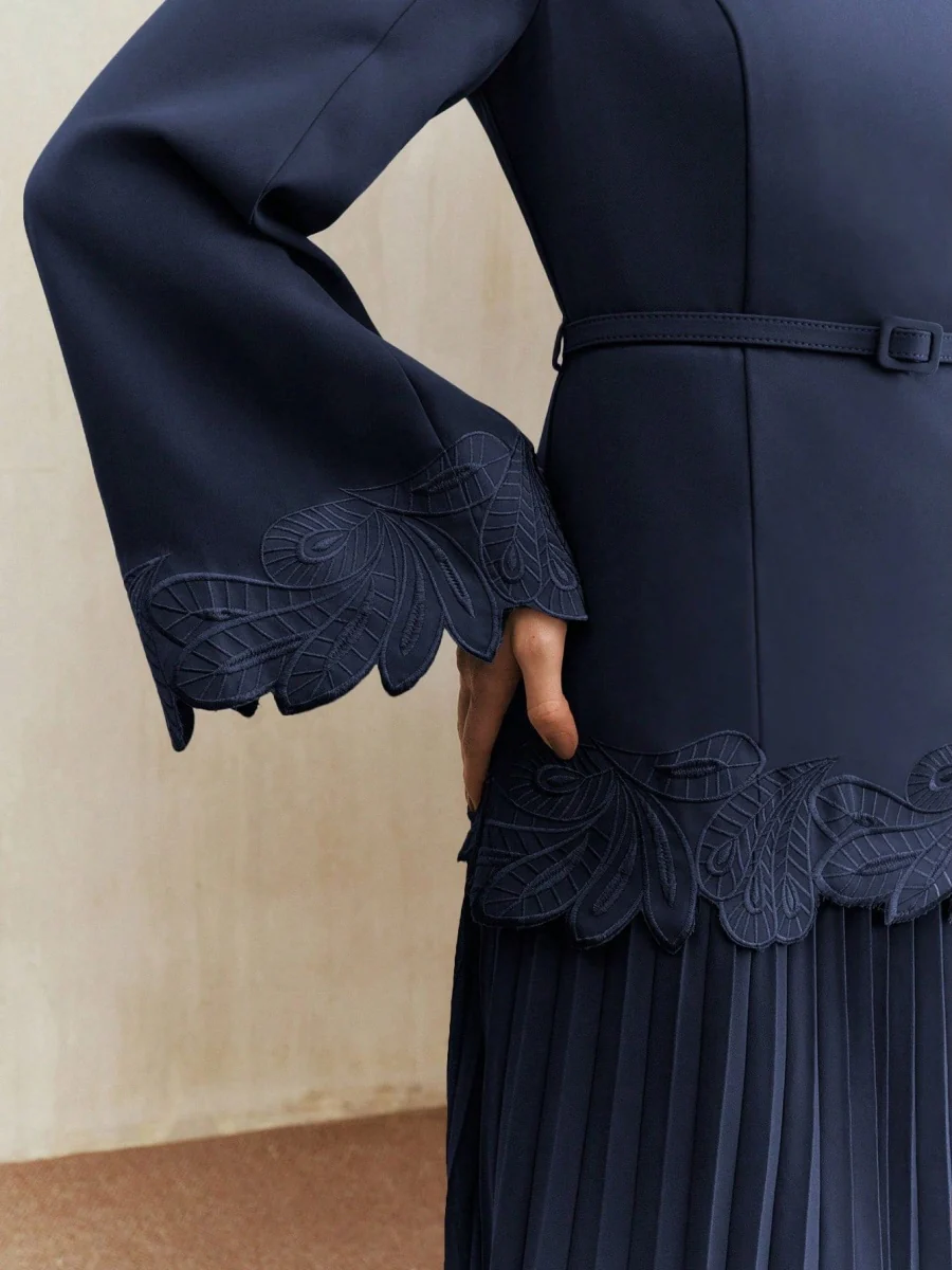 Applique Including Belt Pleats Maxi Dresses - Image 7