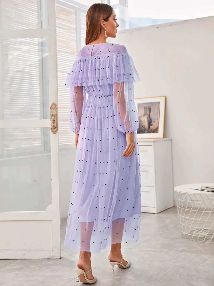 Mesh Polka Dots Maxi Dresses - Image 2