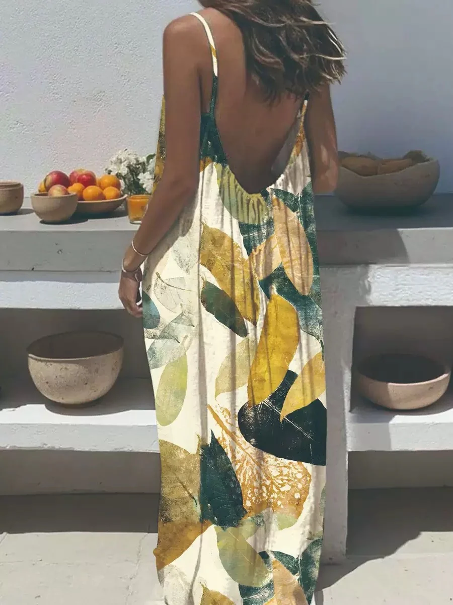 Vacation Halter-neck Backless Loose Long Dress - Image 14