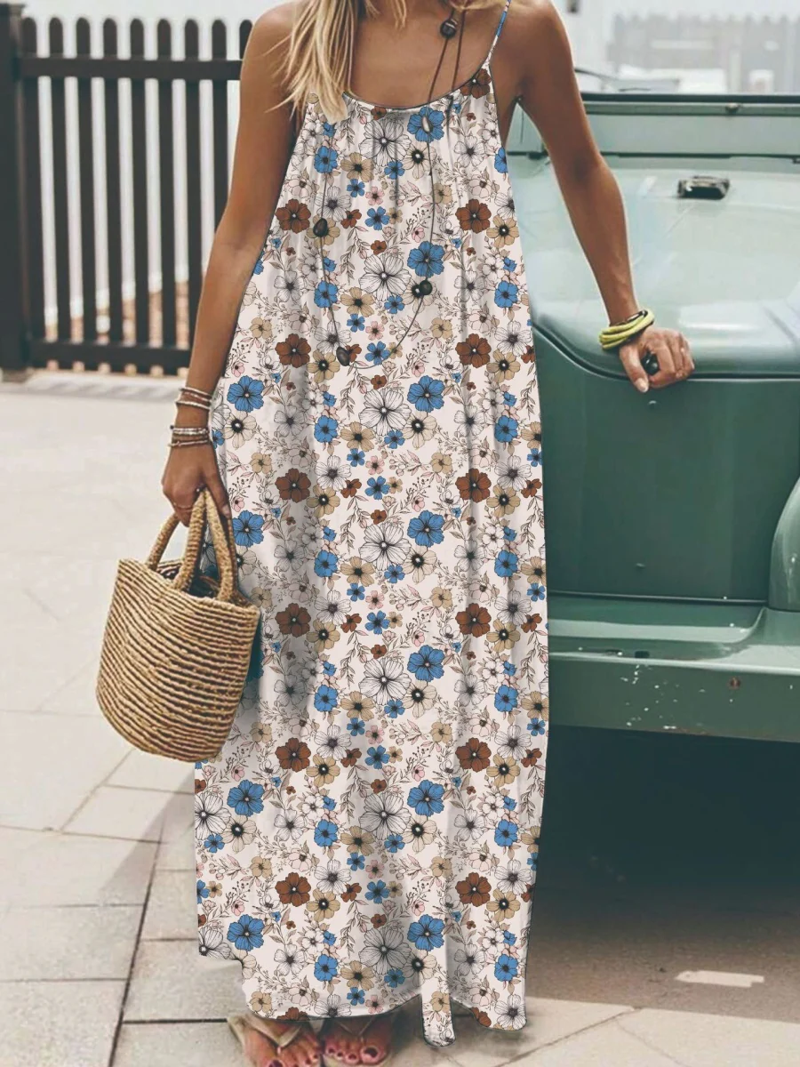 Vacation Halter-neck Backless Loose Long Dress - Image 17