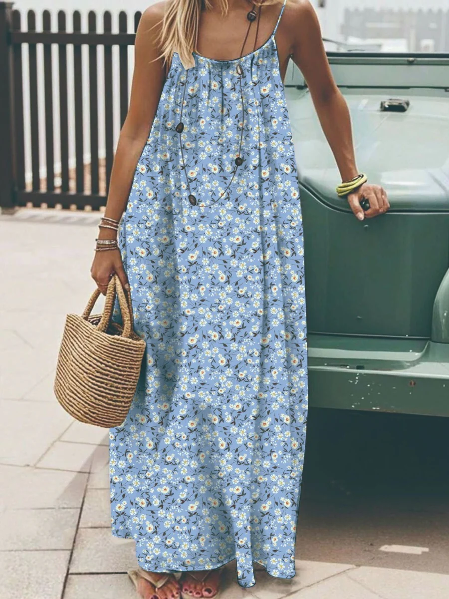 Vacation Halter-neck Backless Loose Long Dress - Image 19