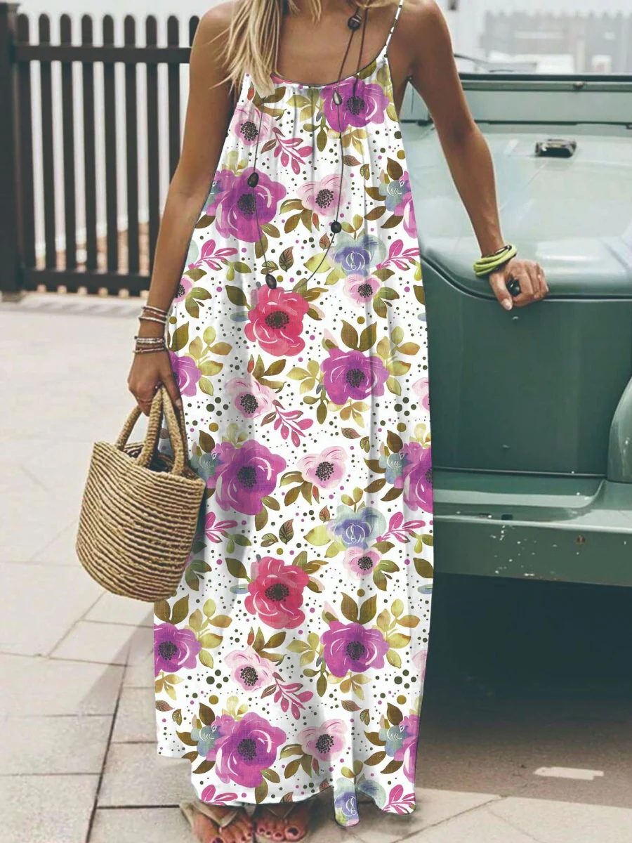 Vacation Halter-neck Backless Loose Long Dress - Image 6